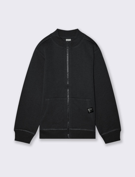 Felpa collo alto con zip. - Nero