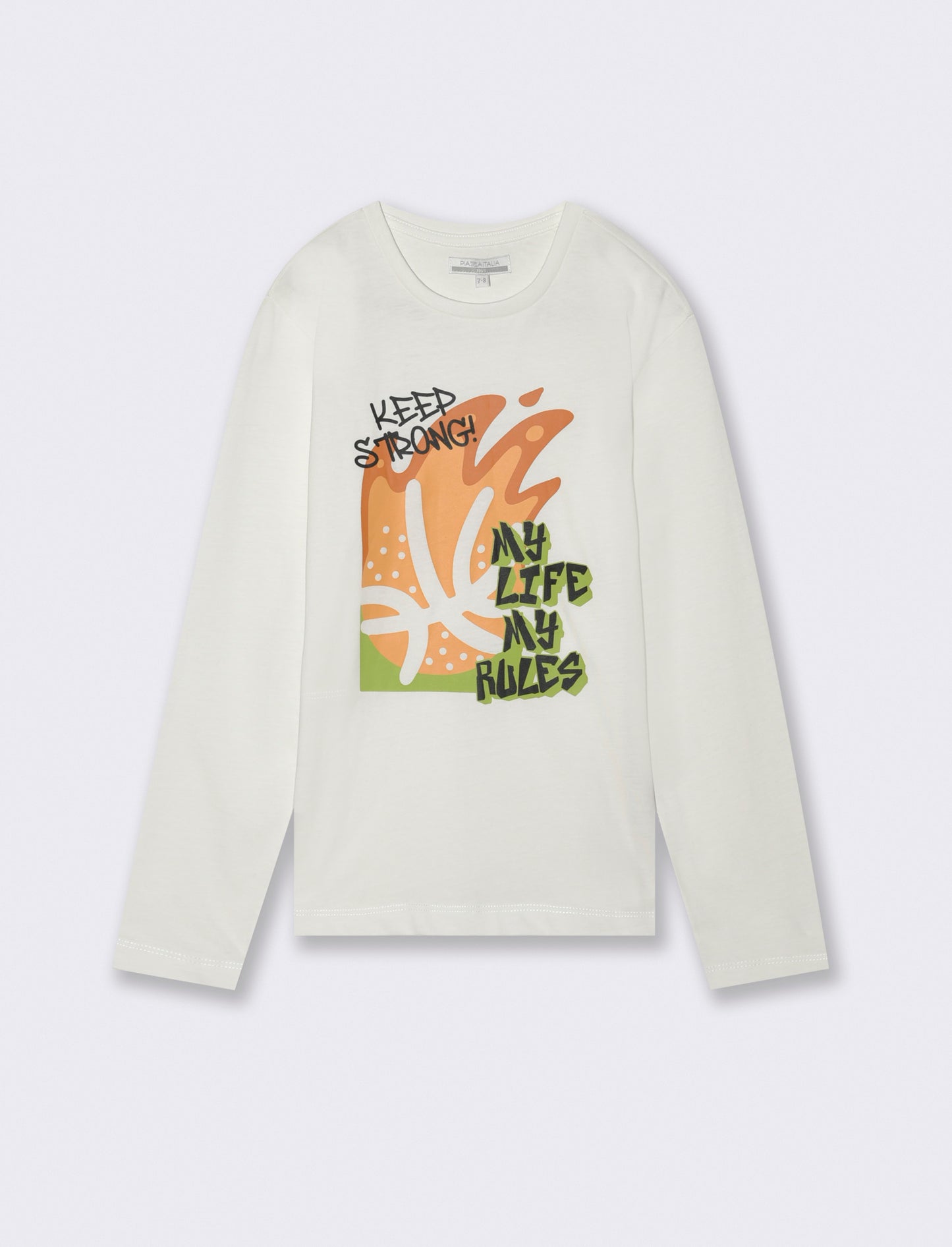 T-shirt in jersey con stampa. - Bianco latte