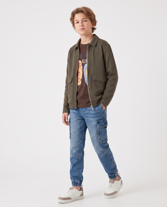 Cotton blend collar sweatshirt - Green