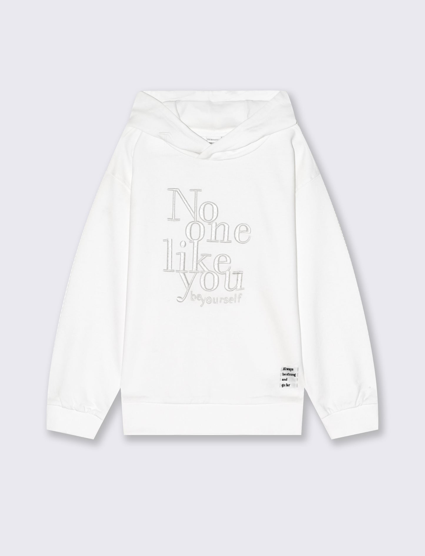 Felpa con ricamo frontale. - Bianco latte