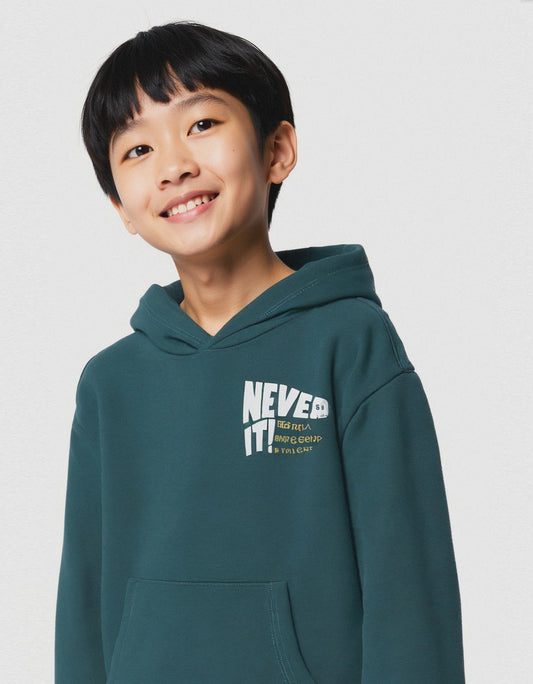 FELPA BASIC CON CAPPUCCIO - Verde