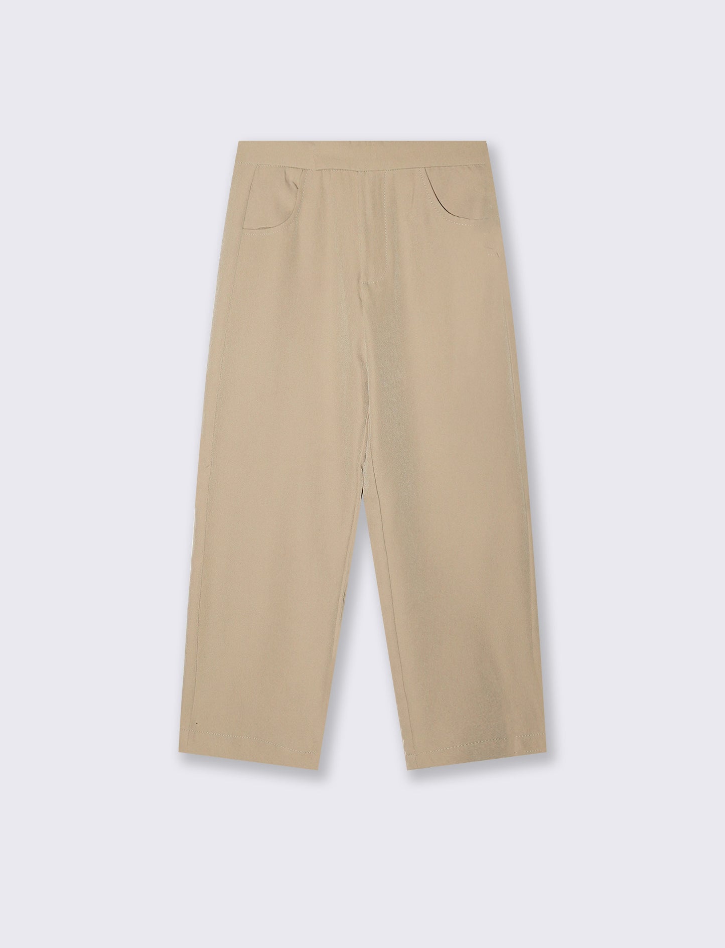 Flared Pants for Girls with Pockets - Beige