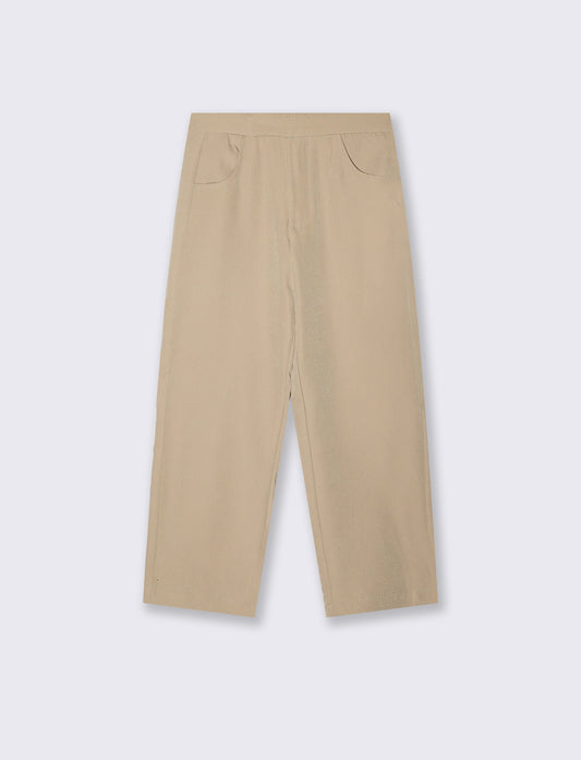 Pantalone svasato da bambina con tasche - Beige scuro