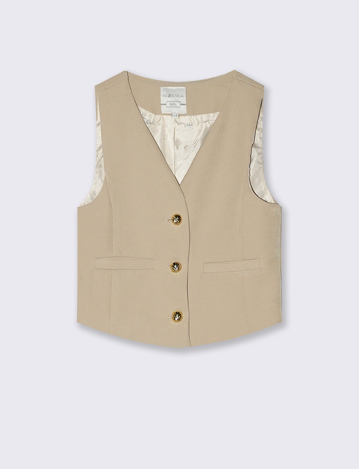 Girls' vest with jewel buttons - Beige