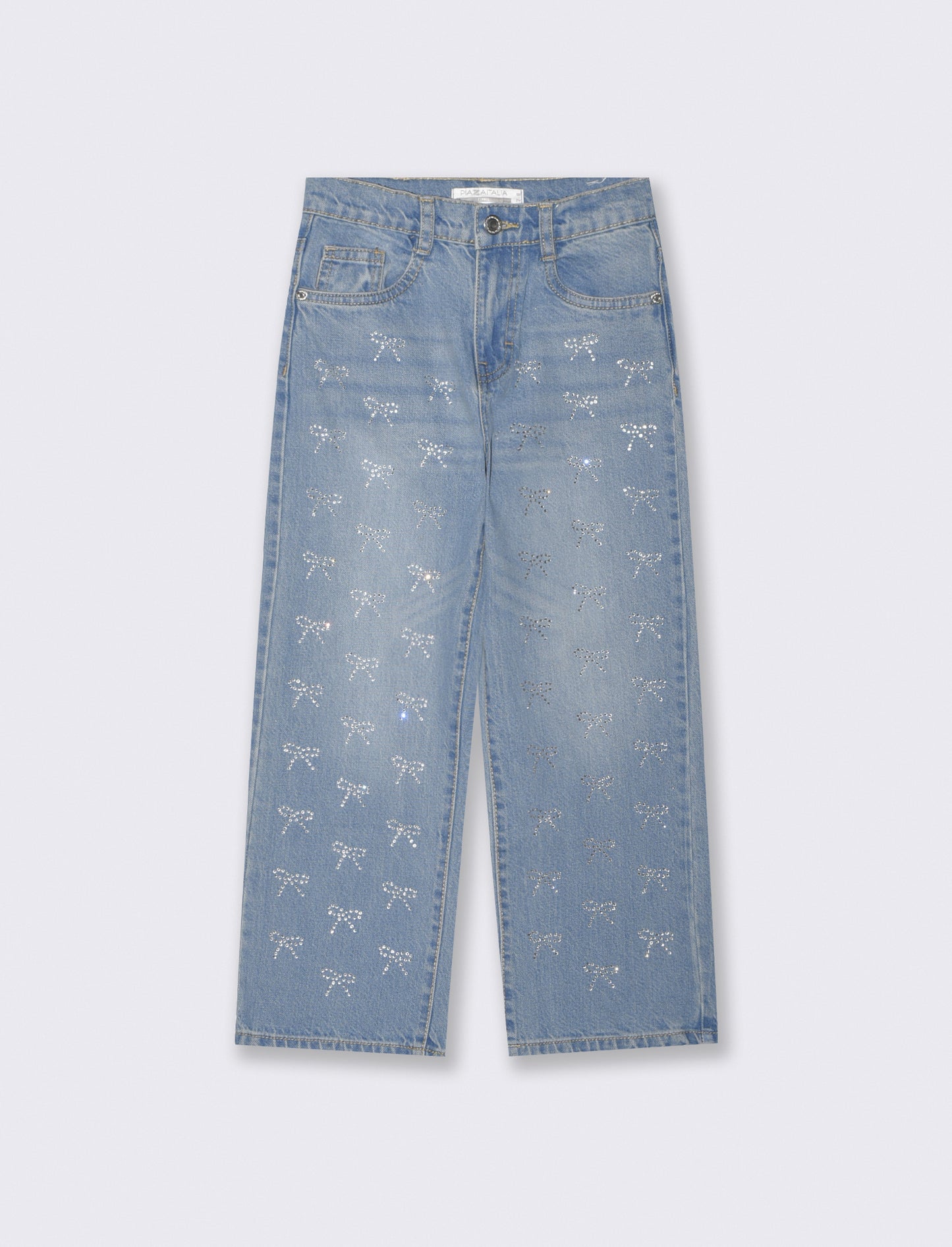 Flared jeans with rhinestones for girls - Blue