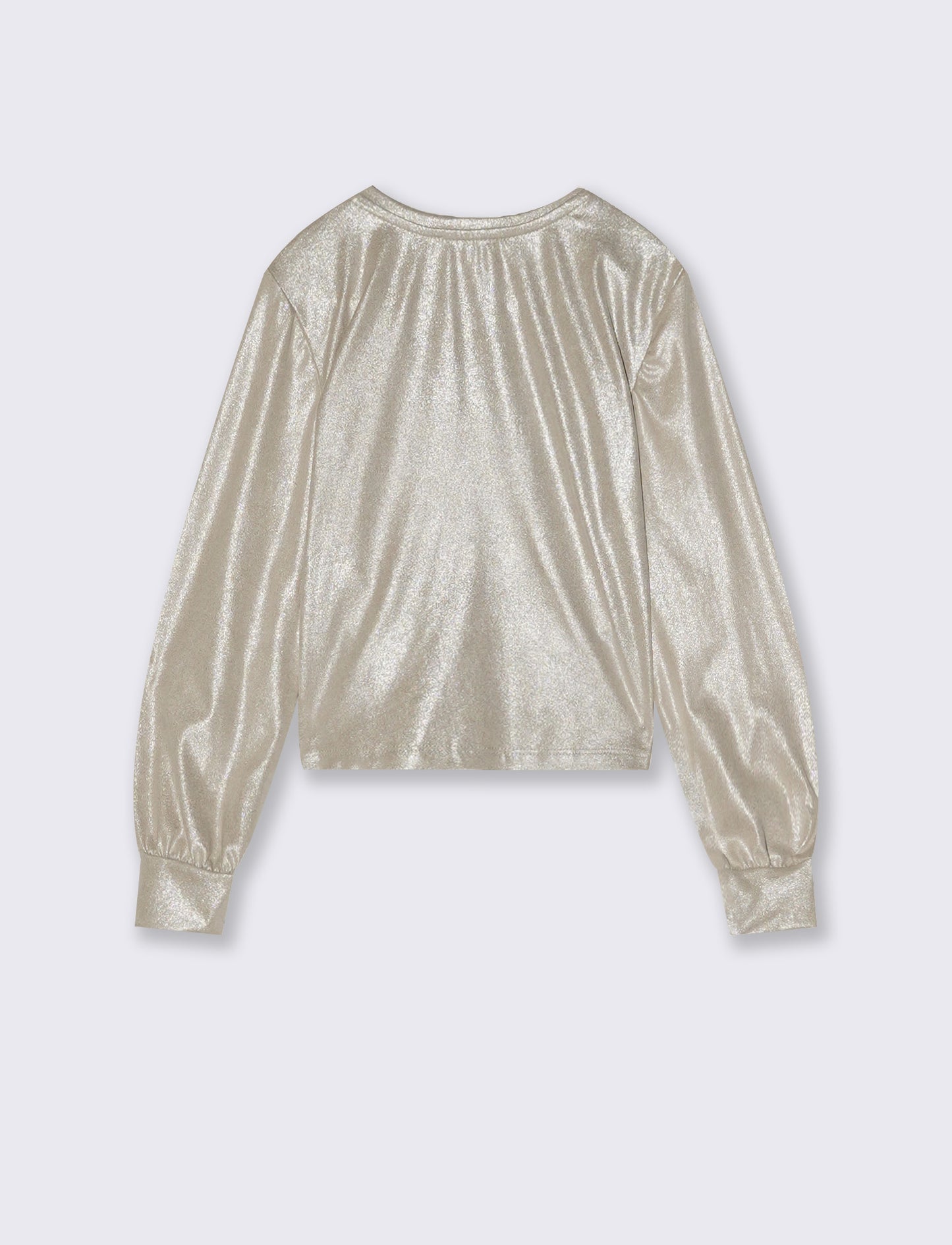 T-shirt asimmetrica manica lunga metallizzata - Beige