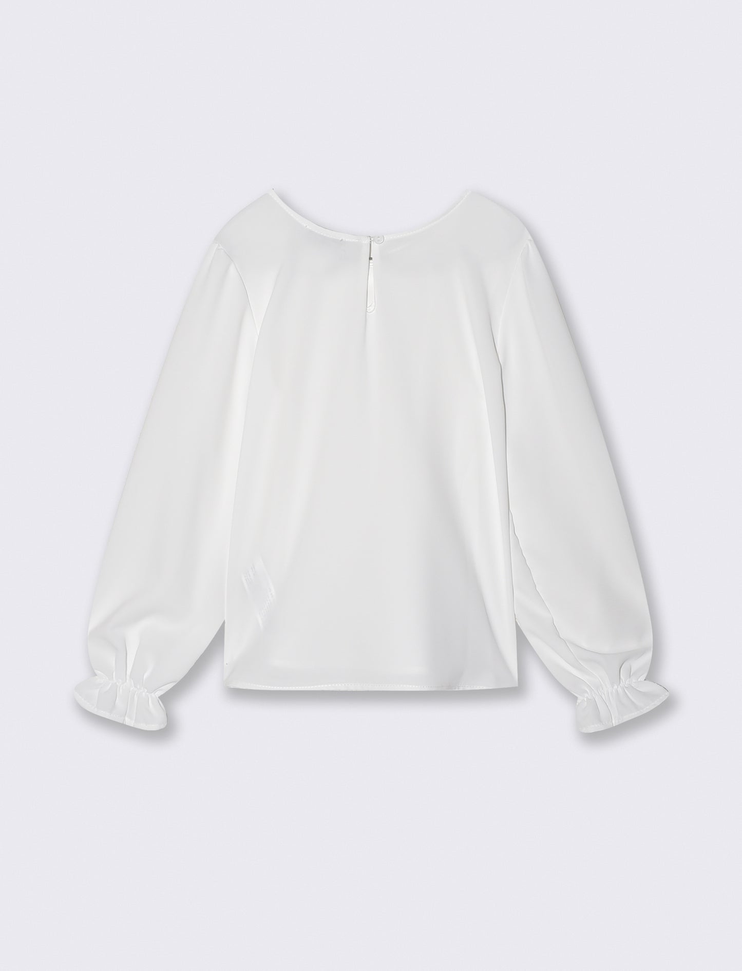 Blusa elegante con fiocco e maniche lunghe - Bianco