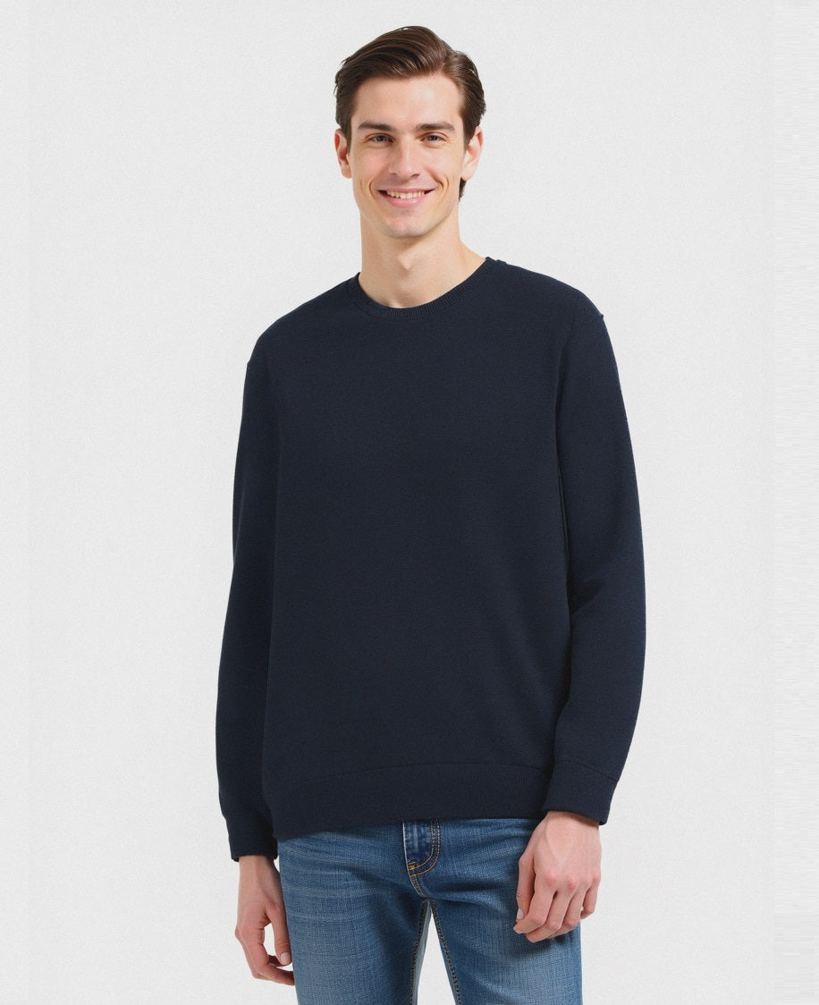 MAGLIA BASIC IN PURO COTONE - Blu
