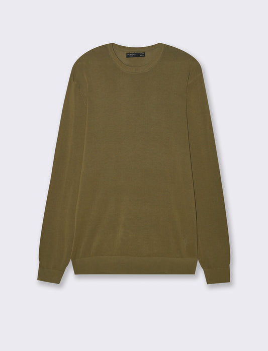 MAGLIA BASIC IN PURO COTONE - Verde oliva