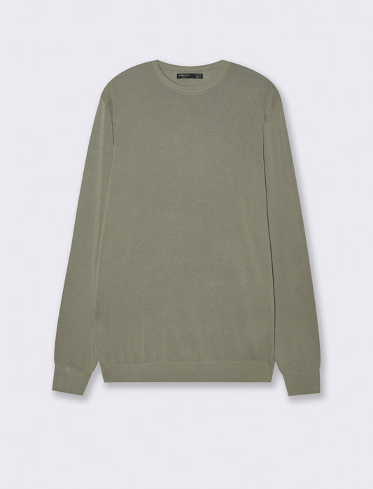 MAGLIA BASIC IN PURO COTONE - Verde salvia