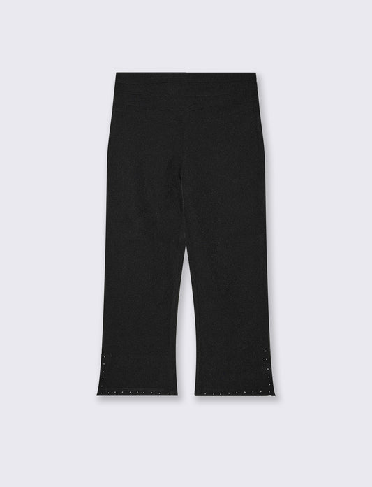 Girl's leggings with slits and studs - Black