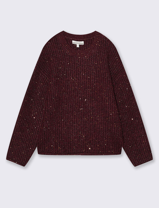 Maglia da bambina con micropaillettes calda - Bordeaux