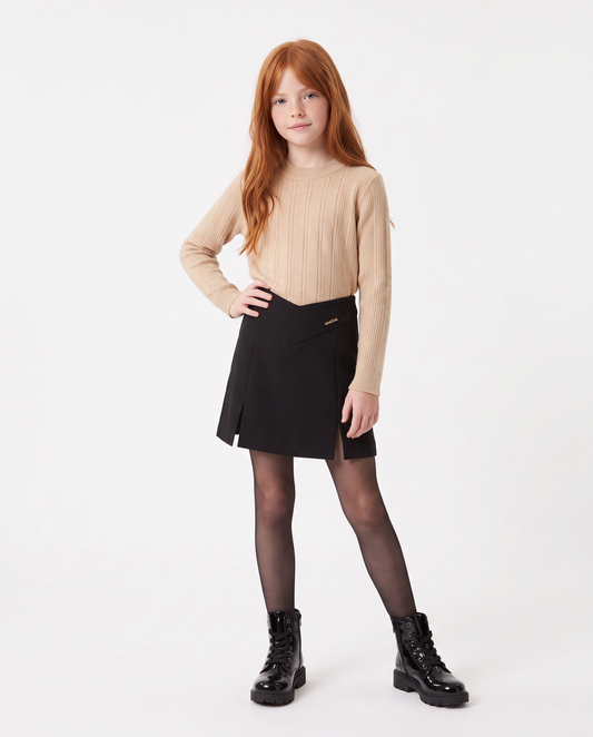 Elegant front-slit skirt - Black
