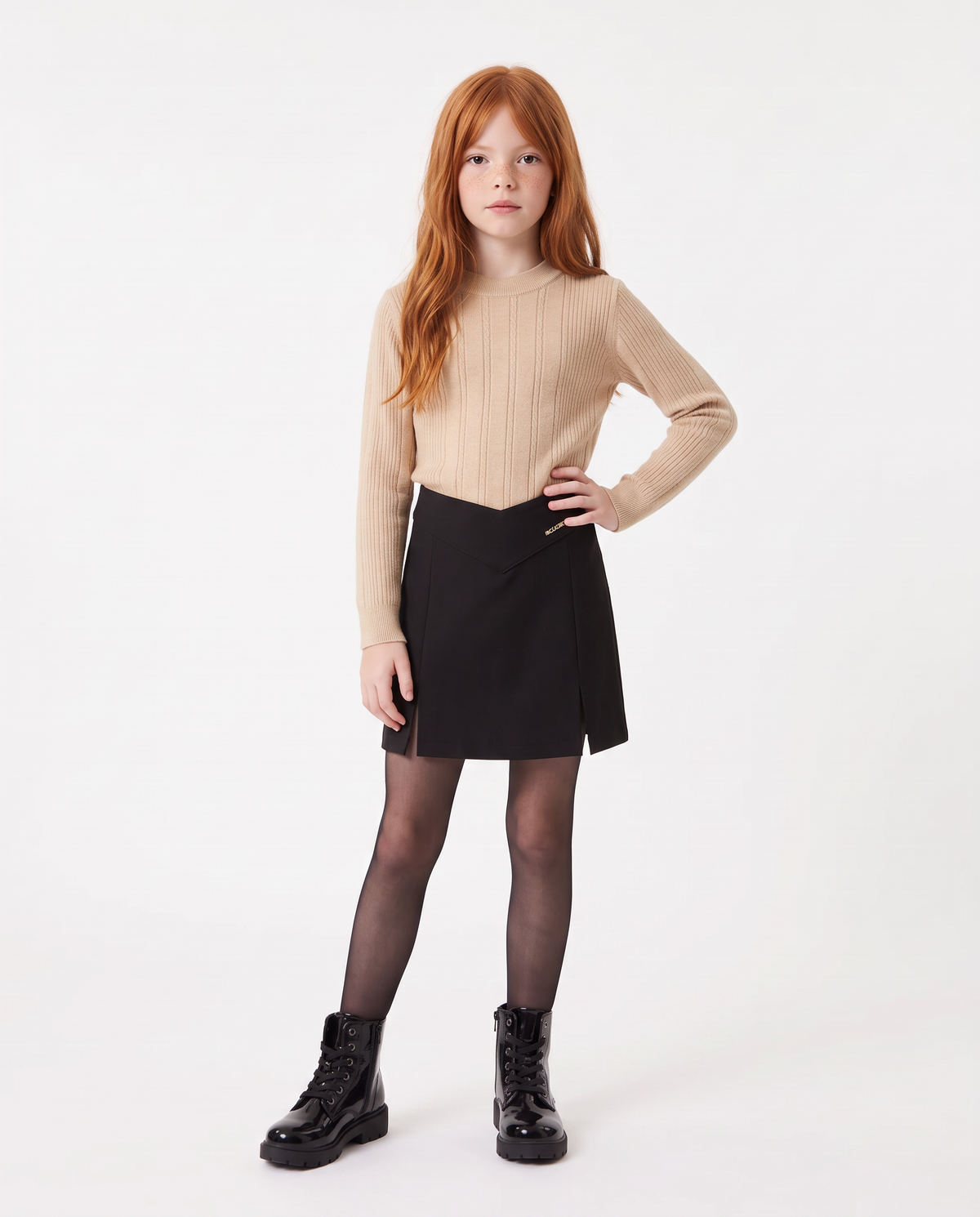 Elegant front-slit skirt - Black