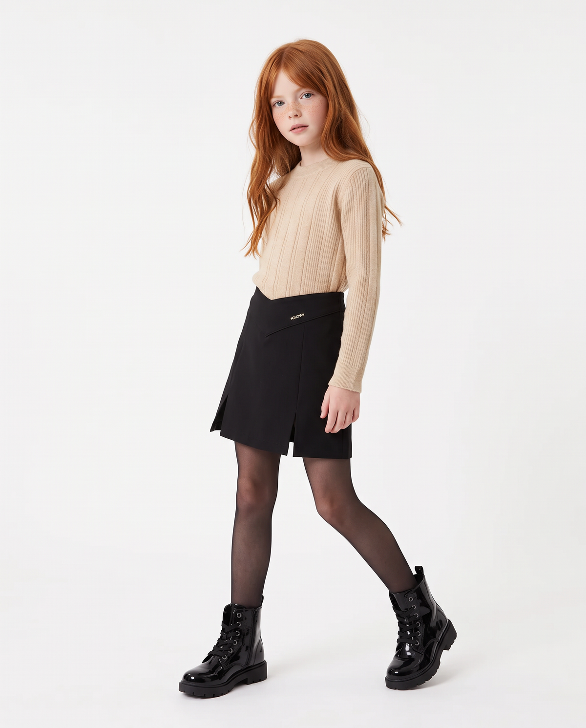 Elegant front-slit skirt - Black