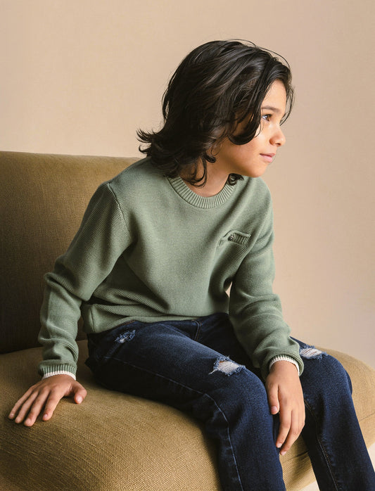 MAGLIA CON TASCHINO - Verde salvia