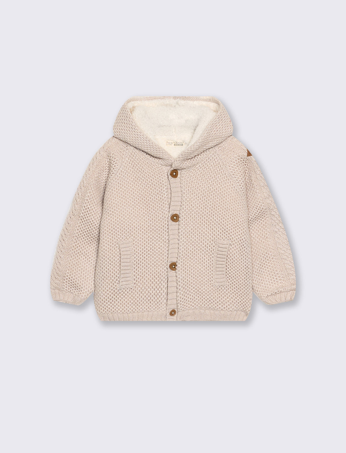 Warm cardigan with fur lining - Beige