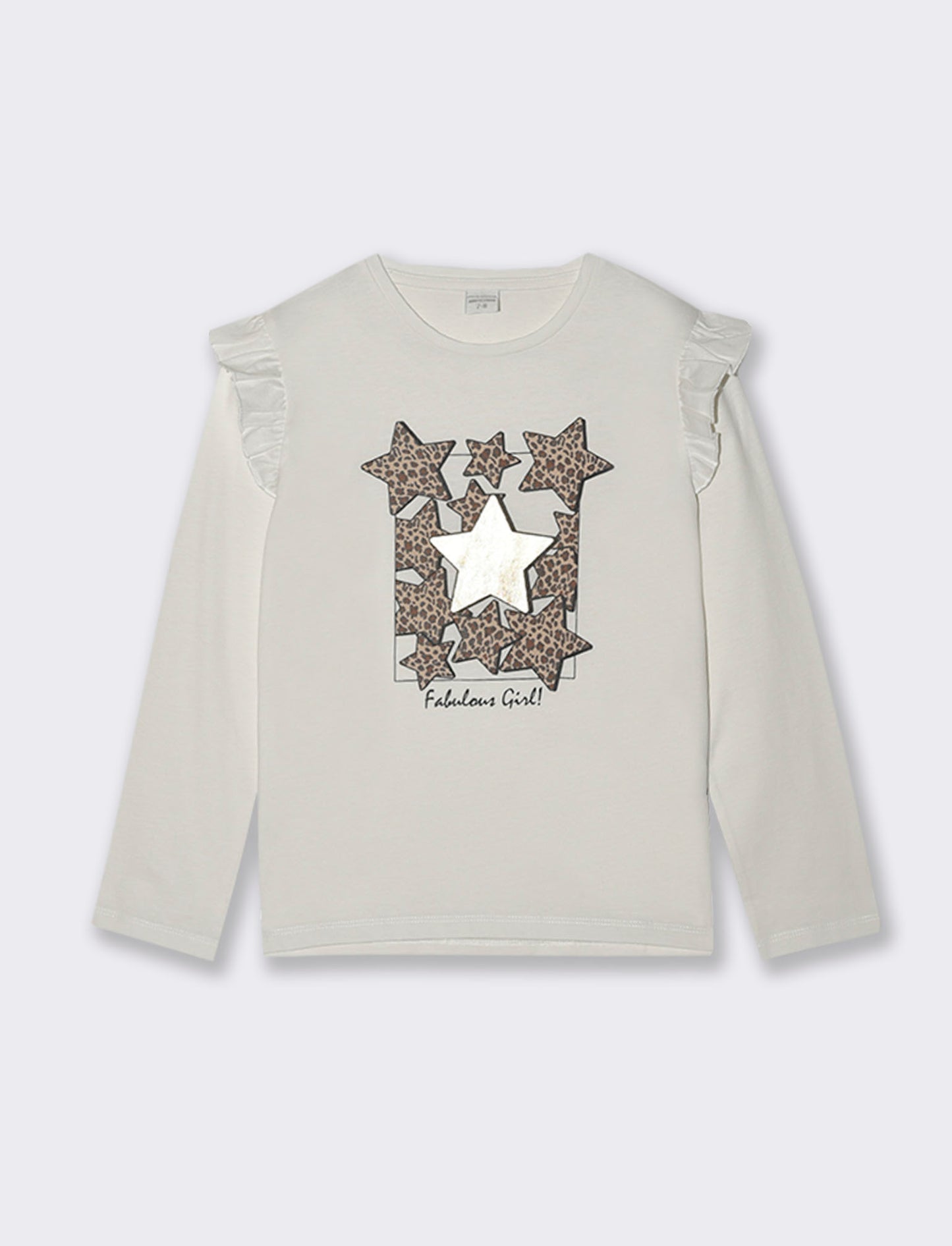 Maglietta manica lunga girocollo. - Bianco latte