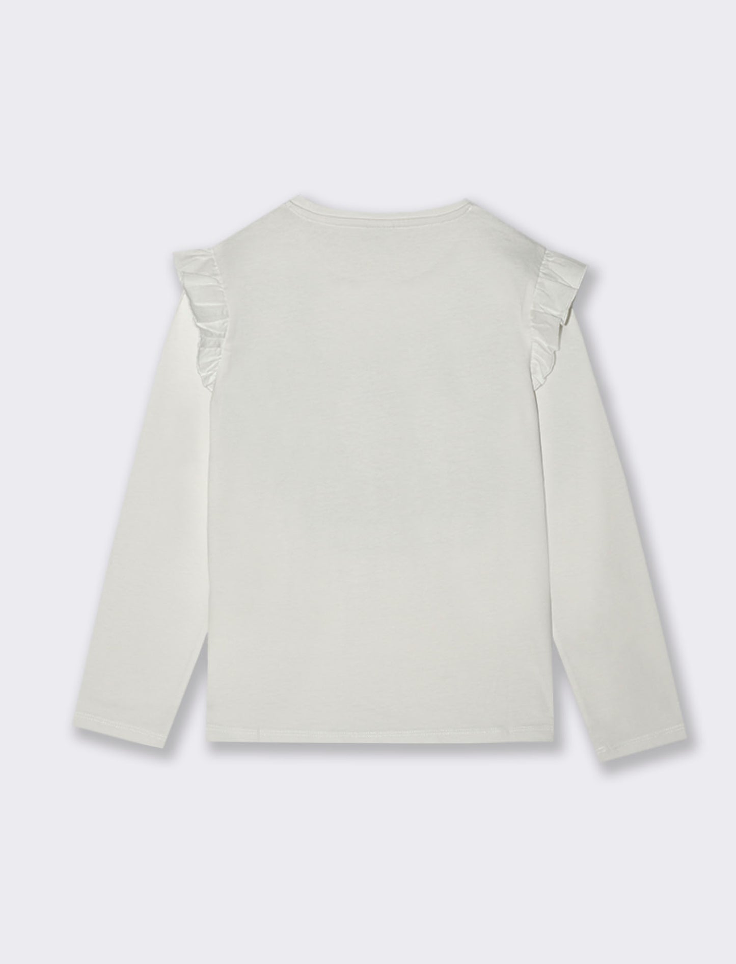 Maglietta manica lunga girocollo. - Bianco latte