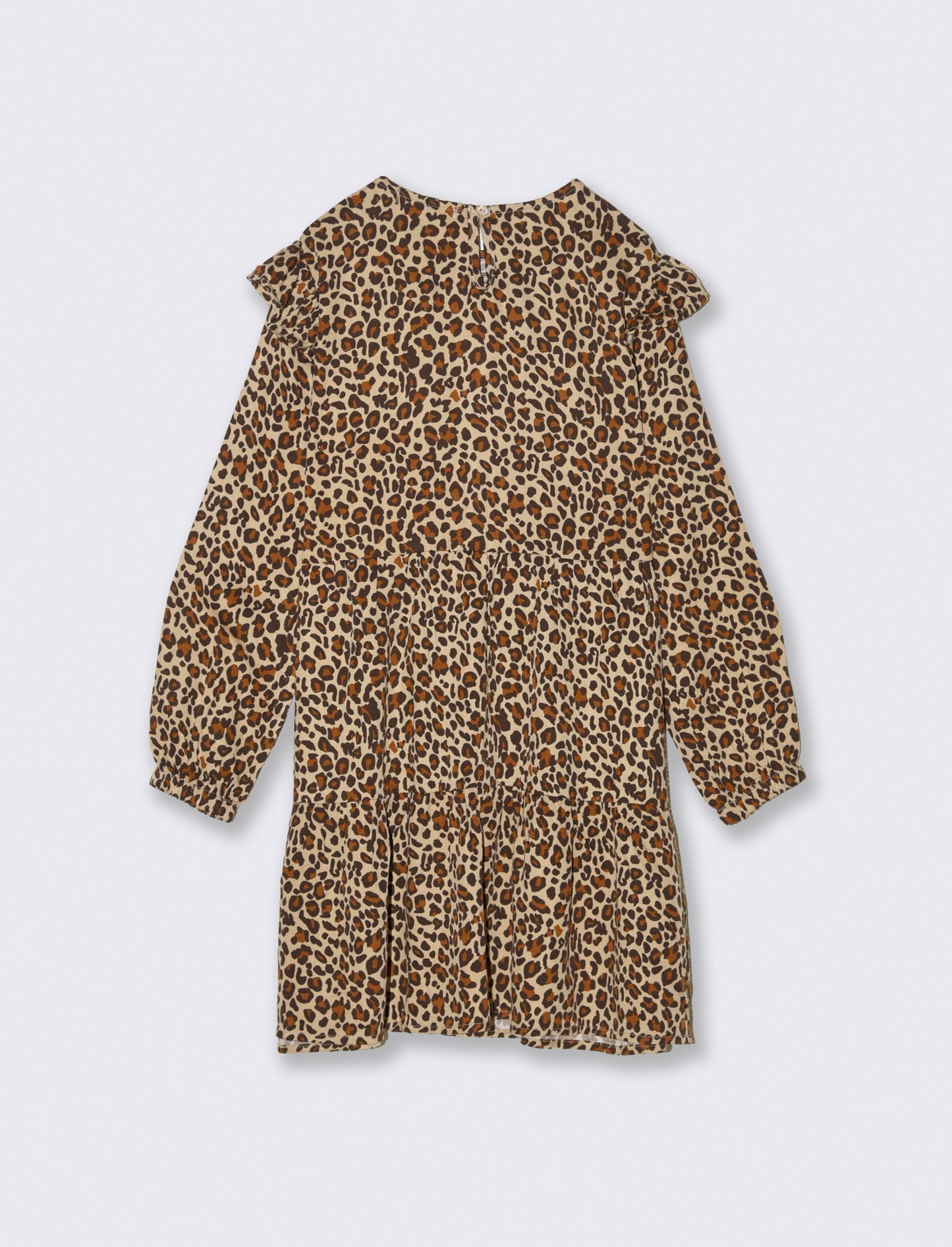 Abito manica lunga in viscosa da bambina. - Leopardato