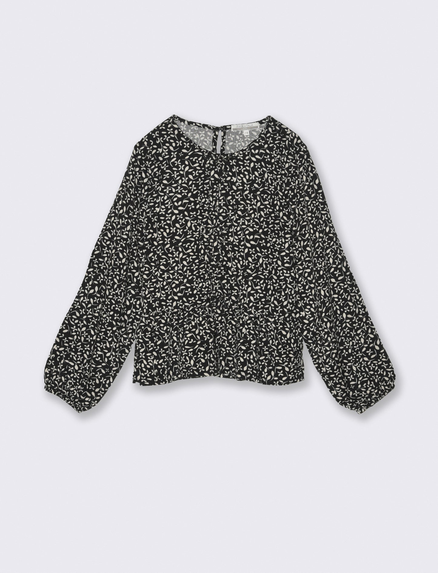 Blusa stampata da bambina. - Nero