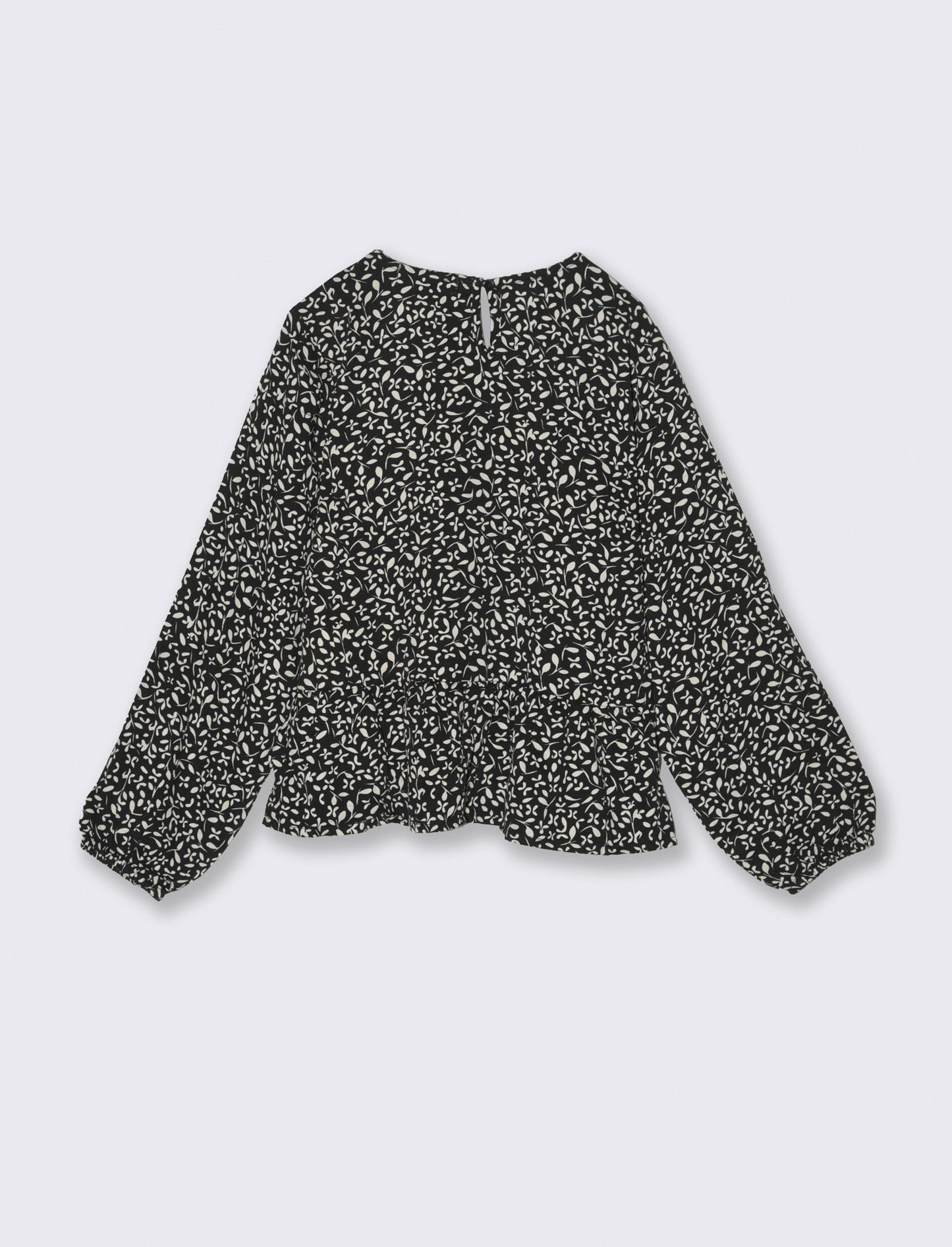 Blusa stampata da bambina. - Nero