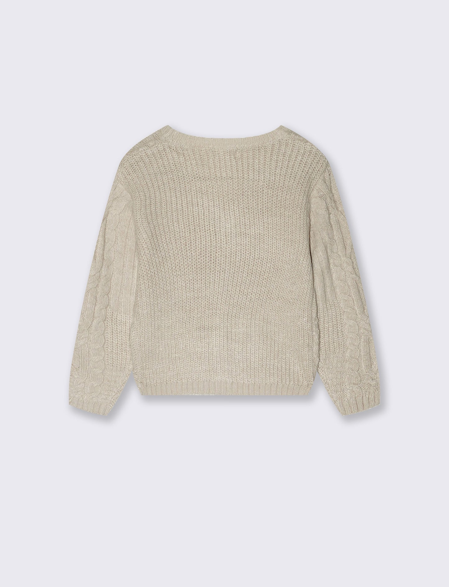 Cardigan a trecce in filato grosso - Beige melange