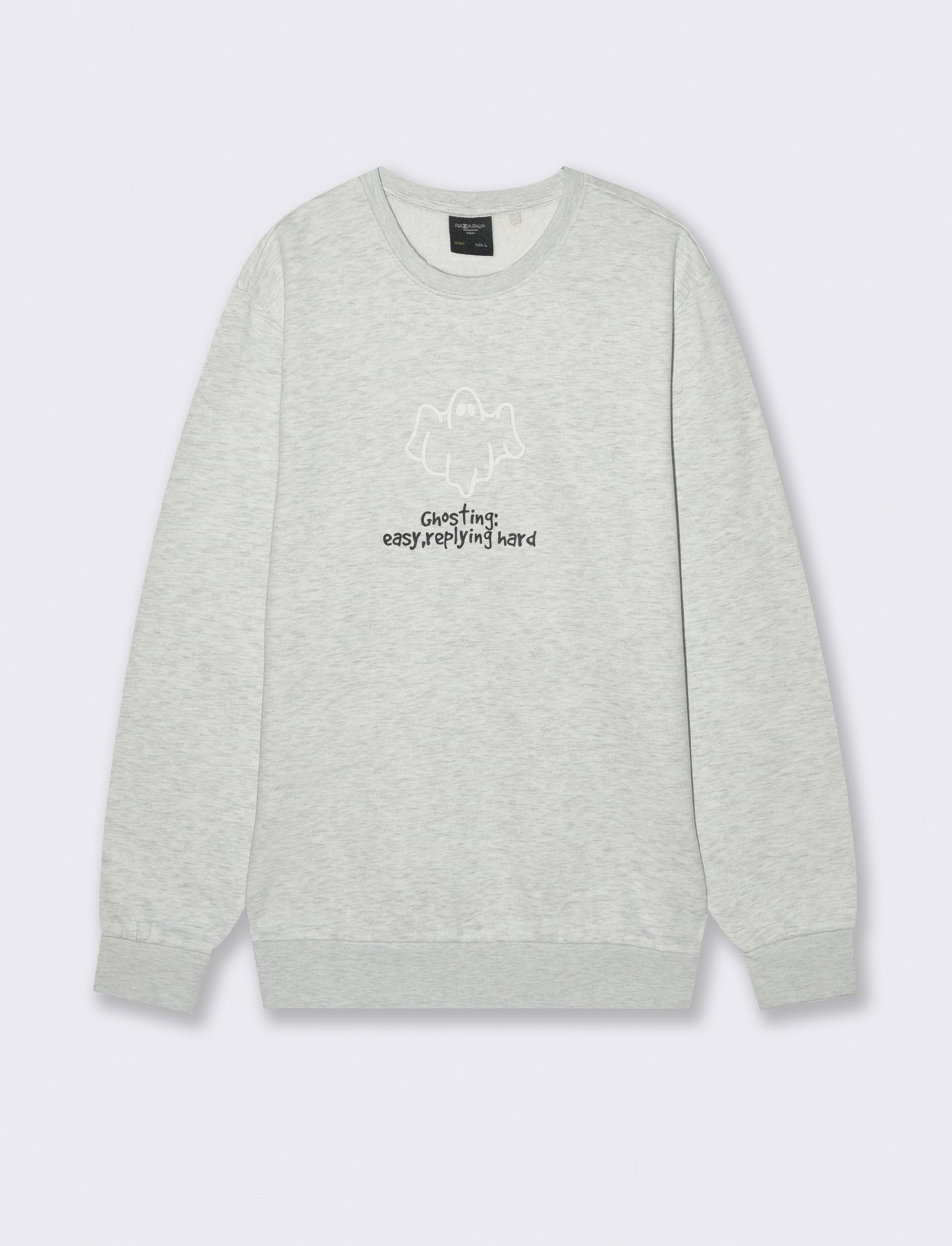 FELPA MISTO COTONE CON STAMPA - Grigio mel.