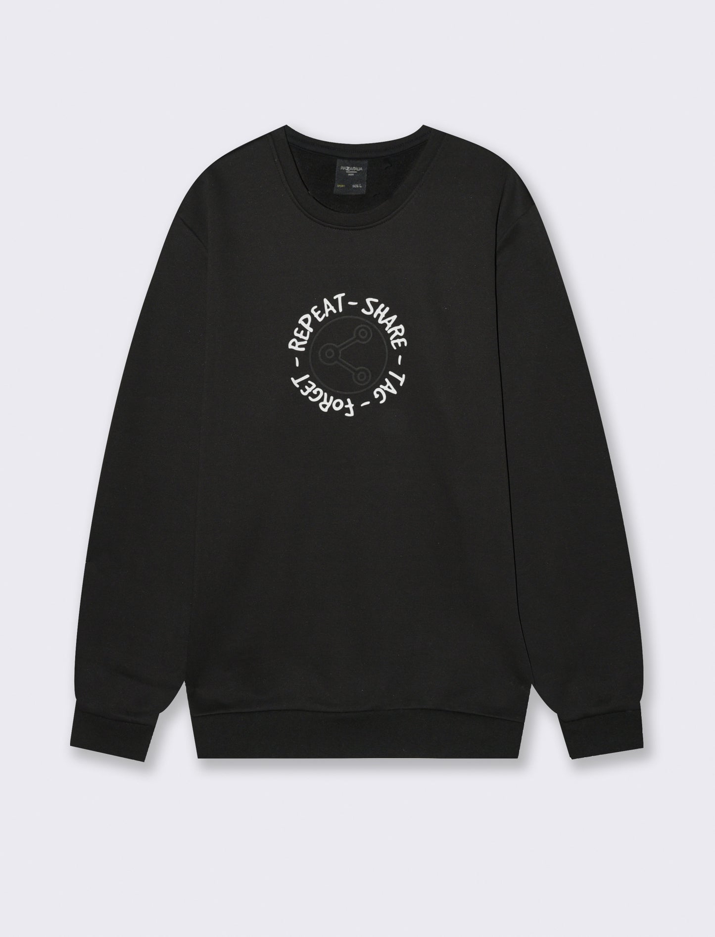 FELPA MISTO COTONE CON STAMPA - Nero