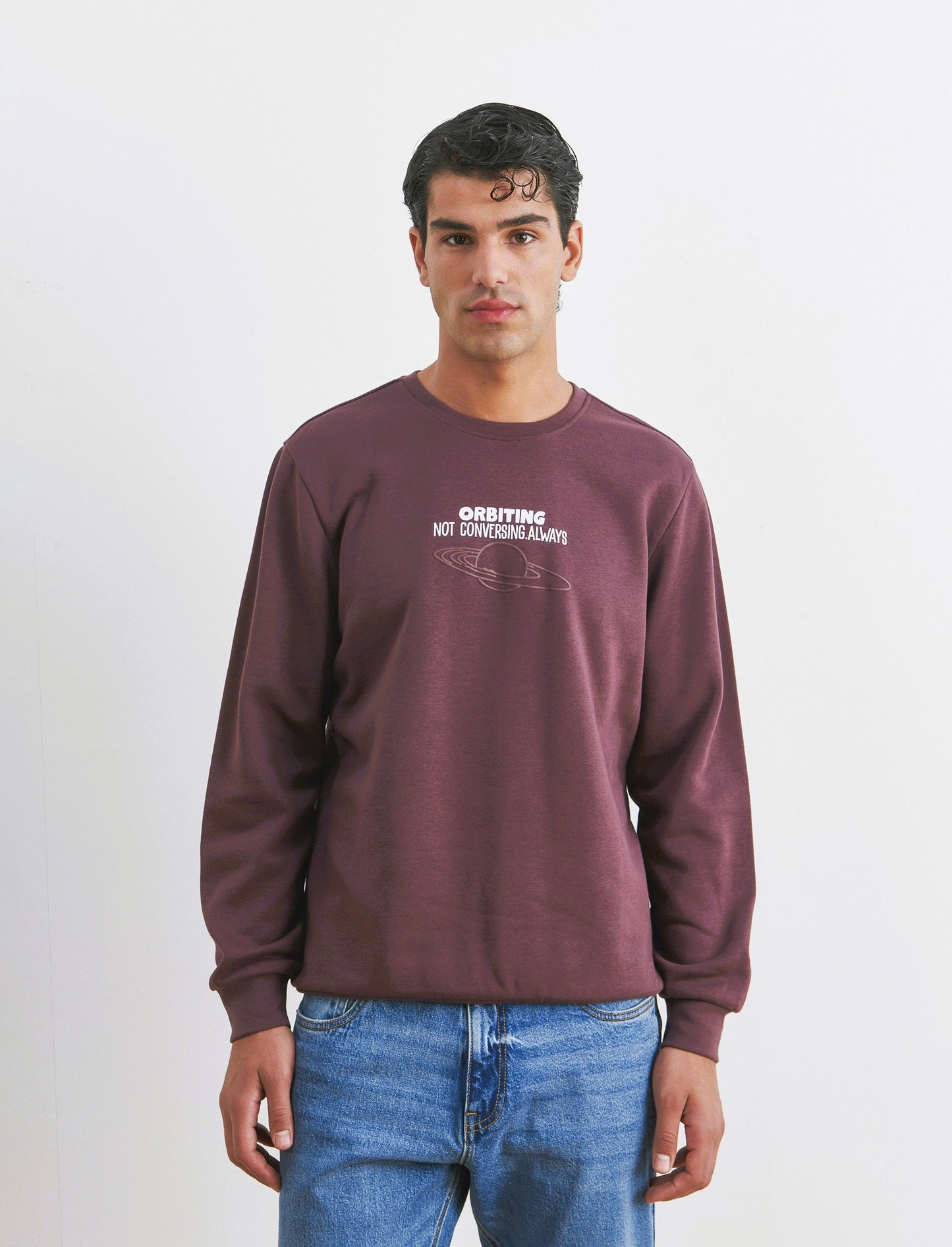 FELPA MISTO COTONE CON STAMPA - Bordeaux