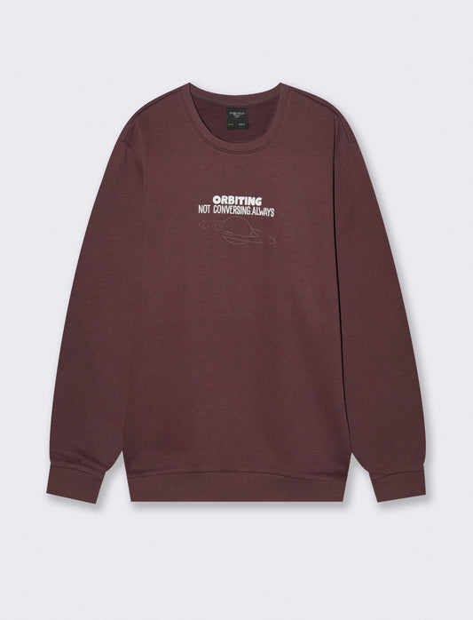 FELPA MISTO COTONE CON STAMPA - Bordeaux