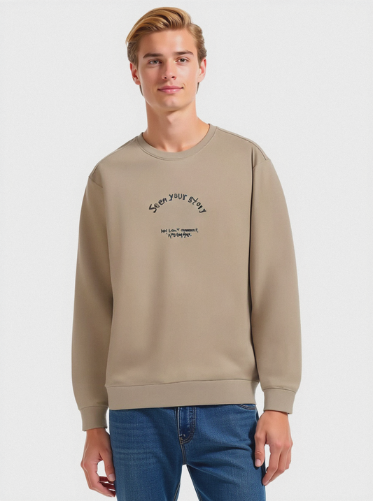 FELPA MISTO COTONE CON STAMPA - Beige