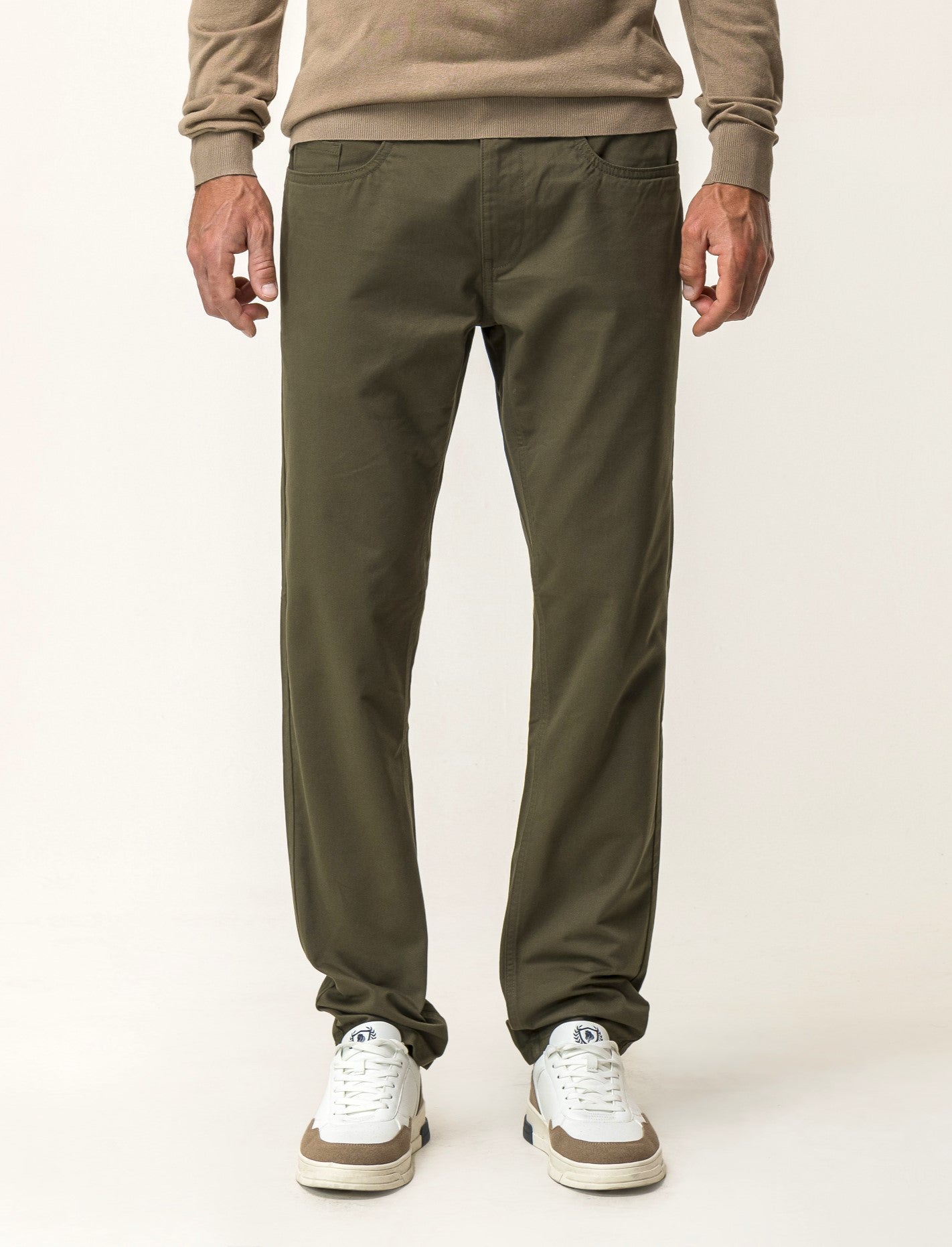 PANTALONI BASIC 5 TASCHE REGULAR FIT - Verde oliva