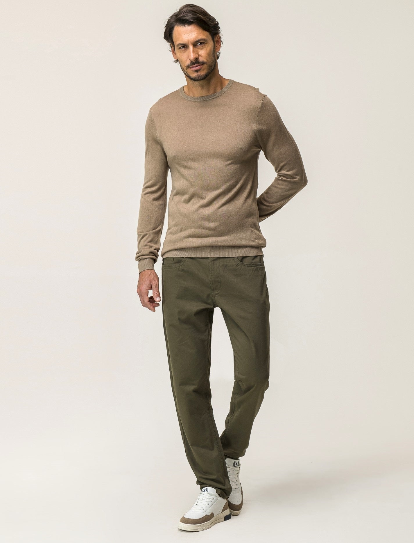 PANTALONI BASIC 5 TASCHE REGULAR FIT - Verde oliva