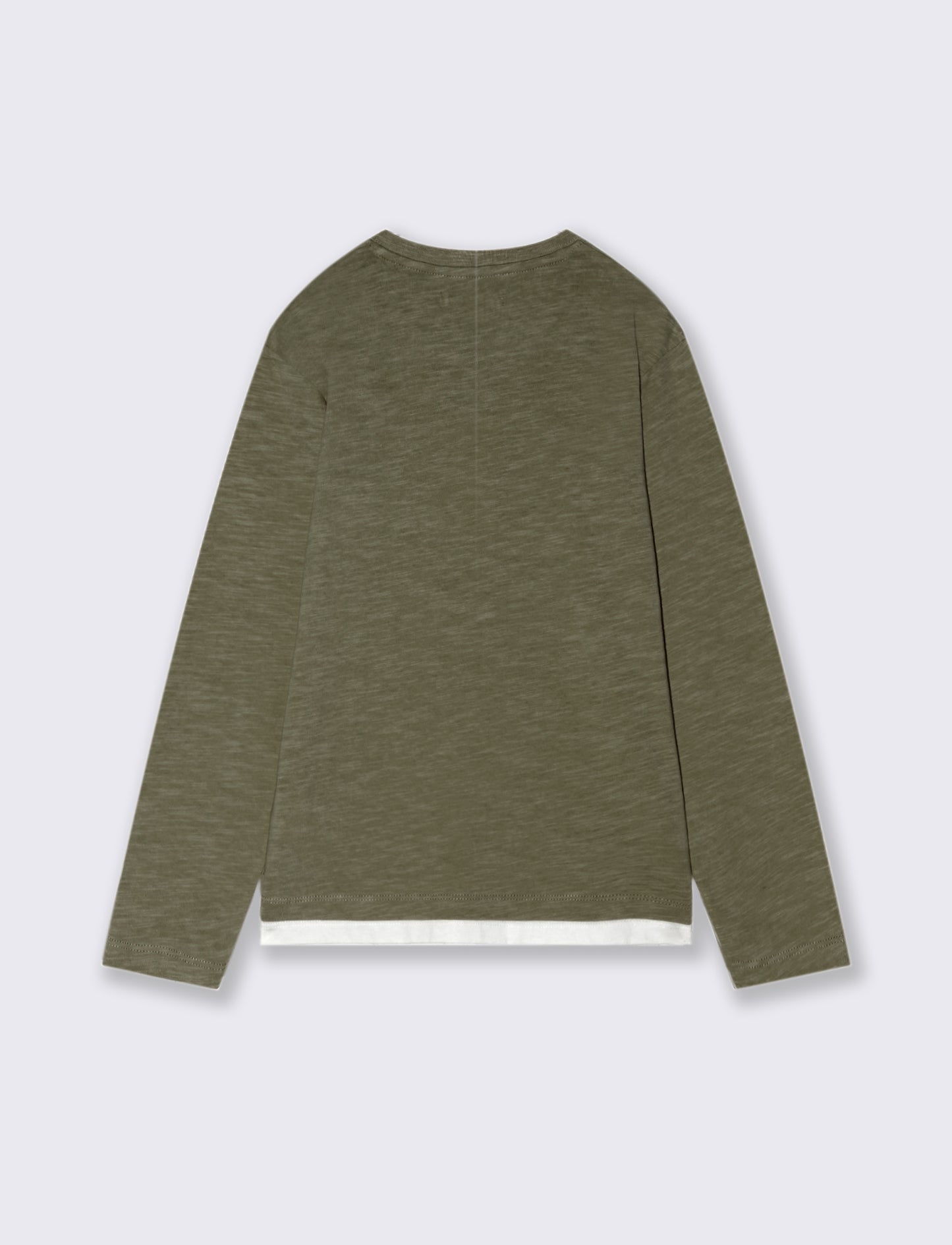 MAGLIETTA IN COTONE SLUB CON TASCHINO - Verde militare