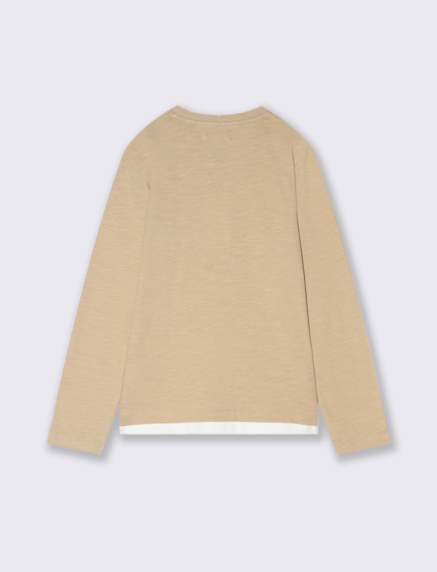 MAGLIETTA IN COTONE SLUB CON TASCHINO - Beige