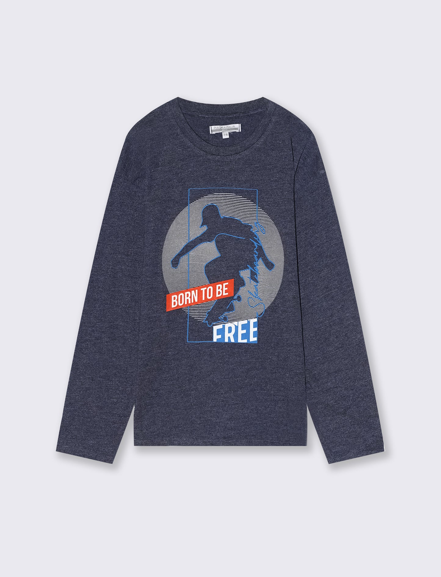 T-shirt in jersey fiammato con stampa. - Blu