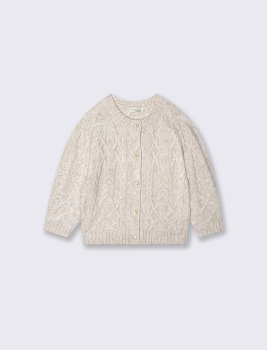 Braided cardigan with raglan sleeves - Beige