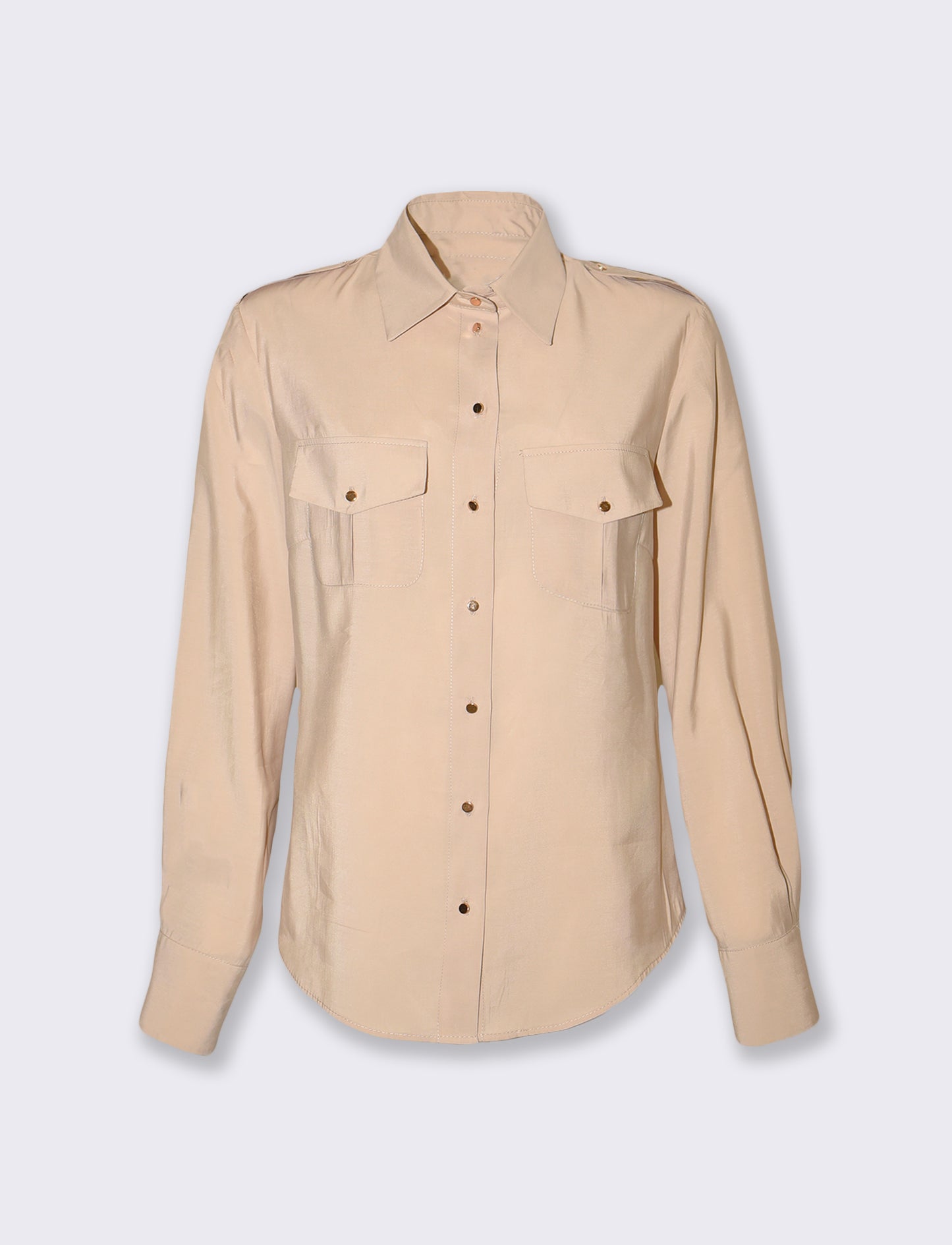 Camicia morbida manica lunga con tasche - Cuoio
