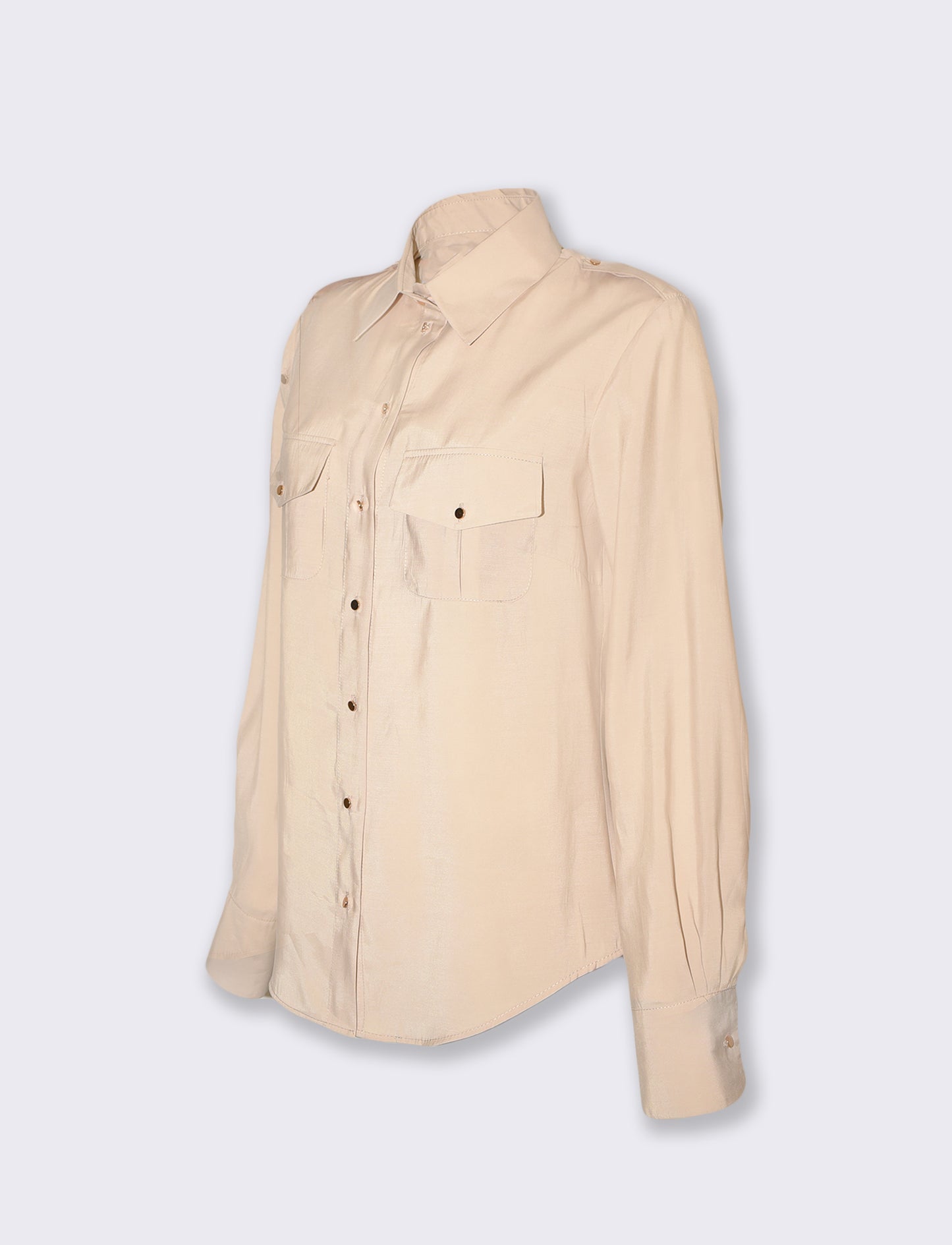 Camicia morbida manica lunga con tasche - Cuoio