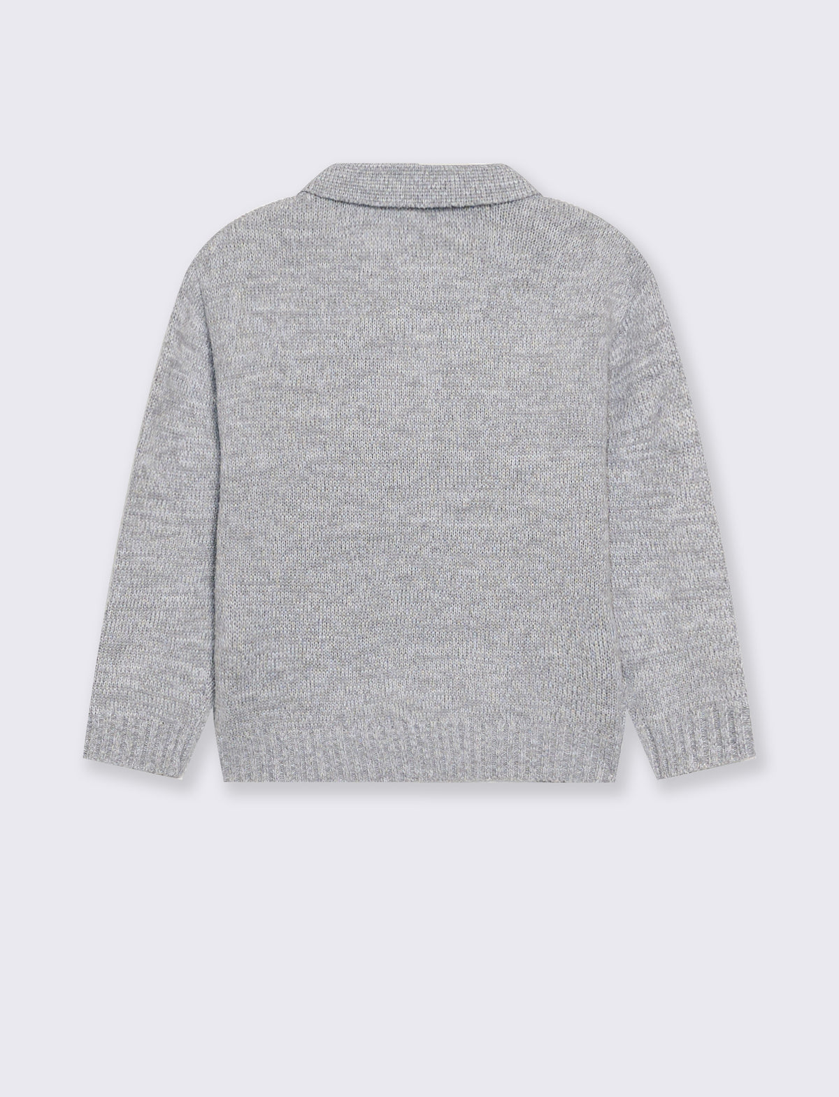 Heavy knit sweater with jacquard collar - Grey