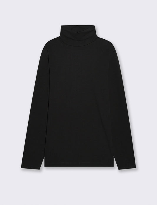 T-SHIRT COLLO ALTO BASIC SLIM FIT - Nero