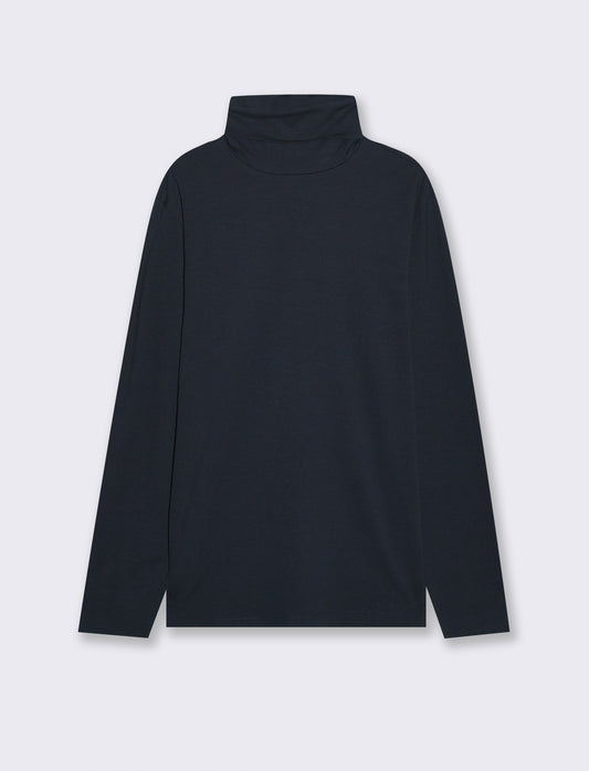 T-SHIRT COLLO ALTO BASIC SLIM FIT - Blu