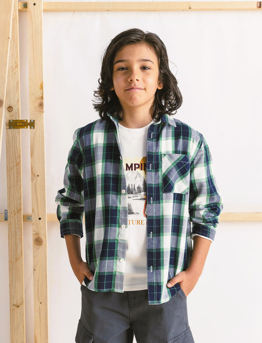 CAMICIA IN COTONE - Verde