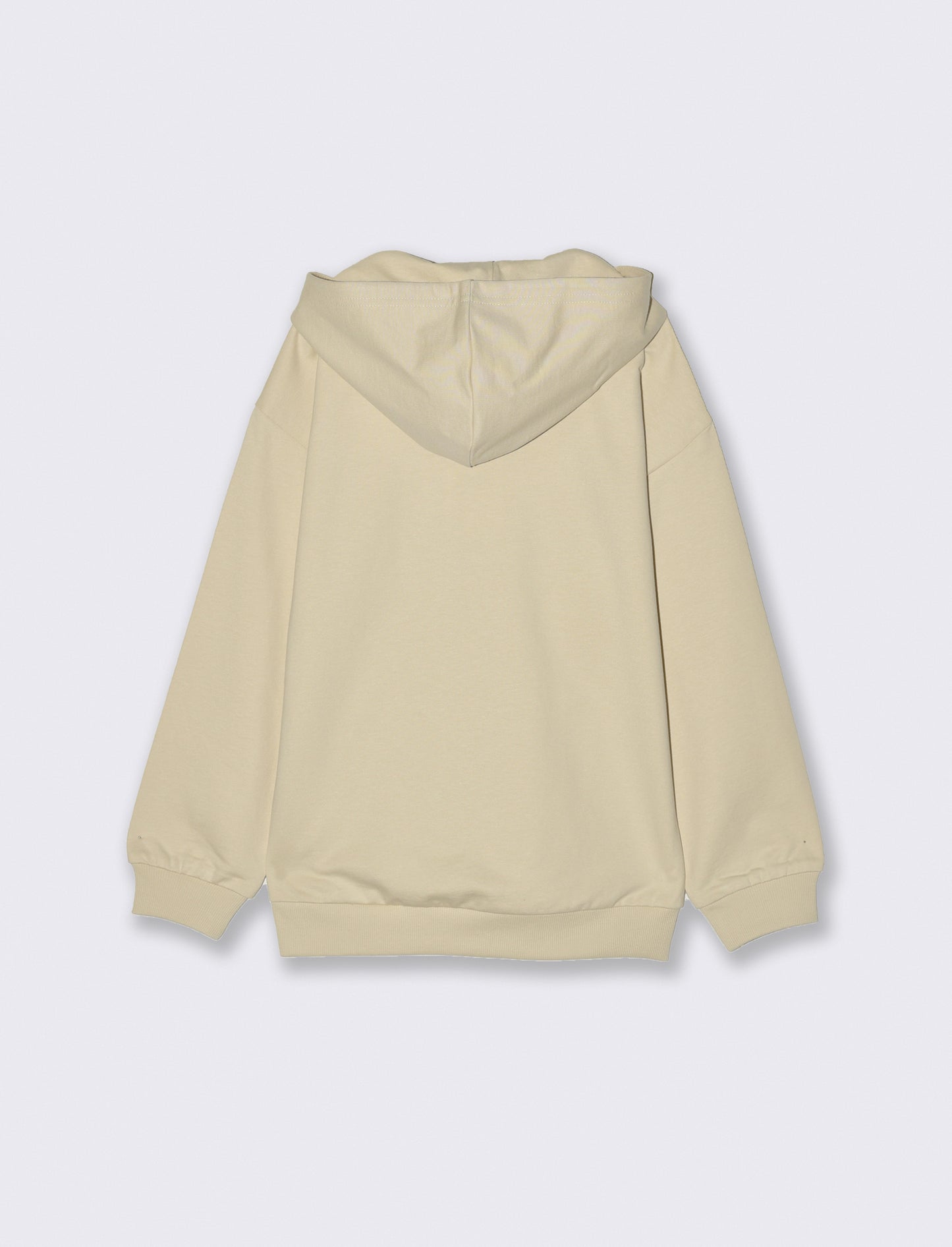 Felpa tinta unita con stampa. - Beige