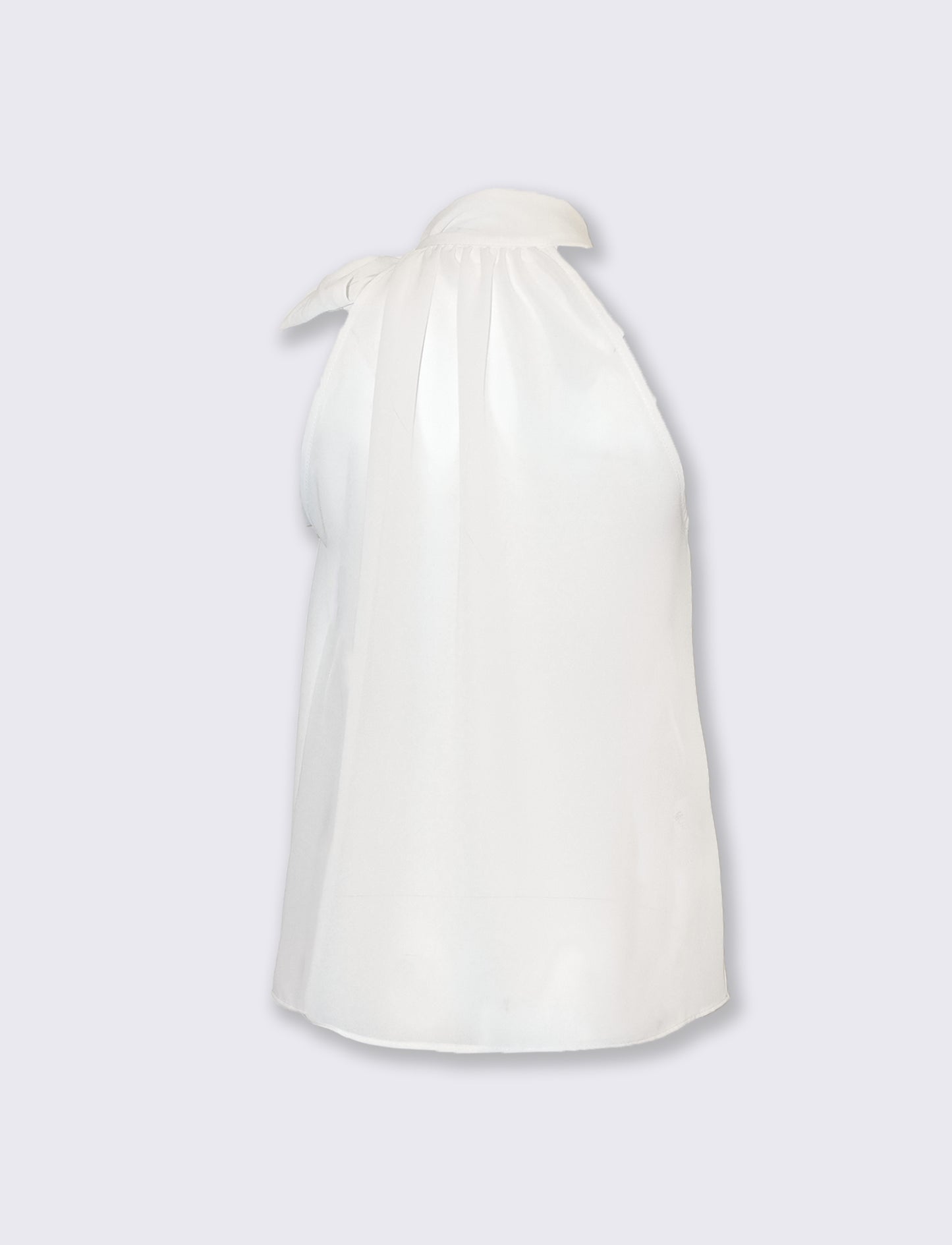 Top a giromanica con fiocco sul collo - Bianco latte