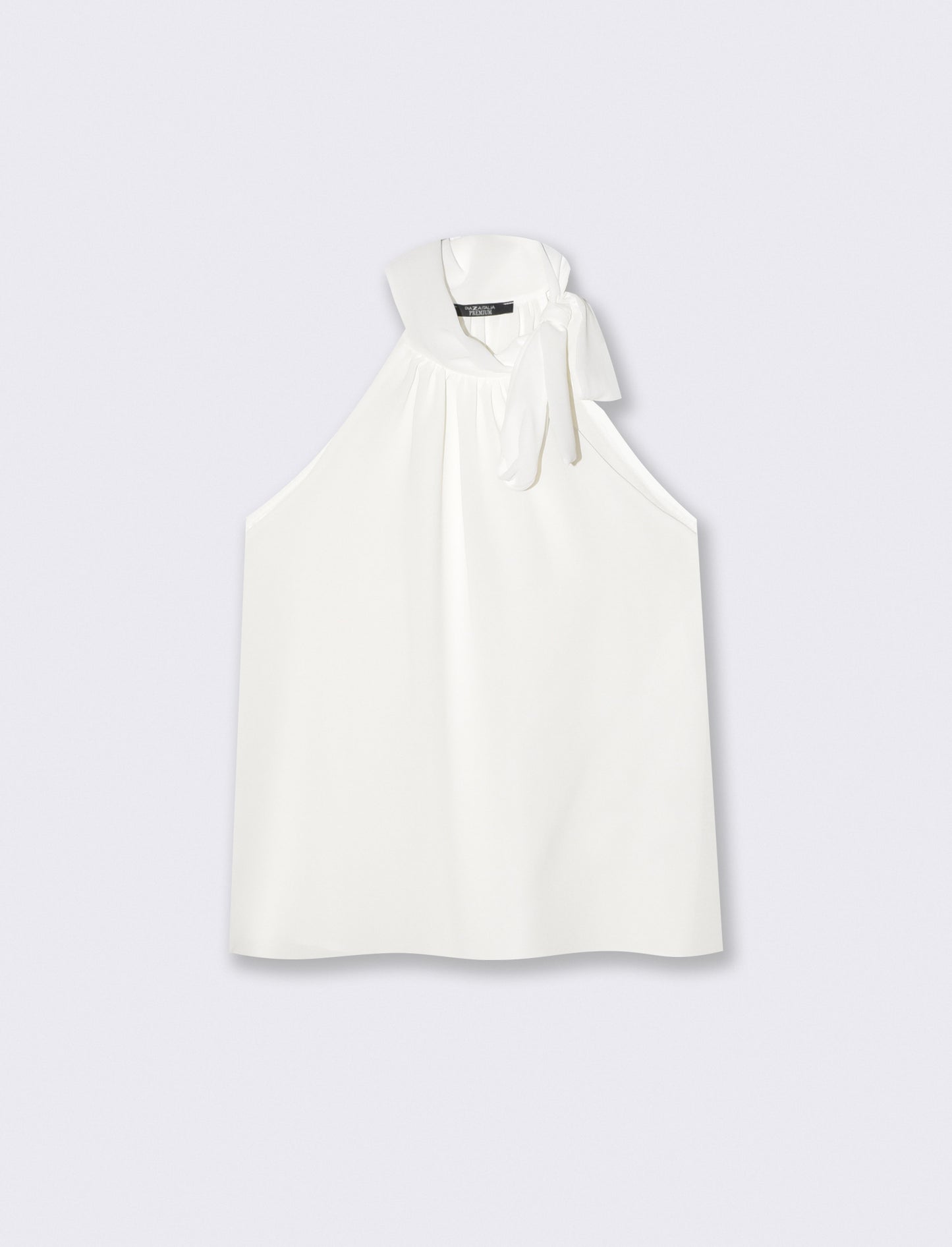 Top a giromanica con fiocco sul collo - Bianco latte