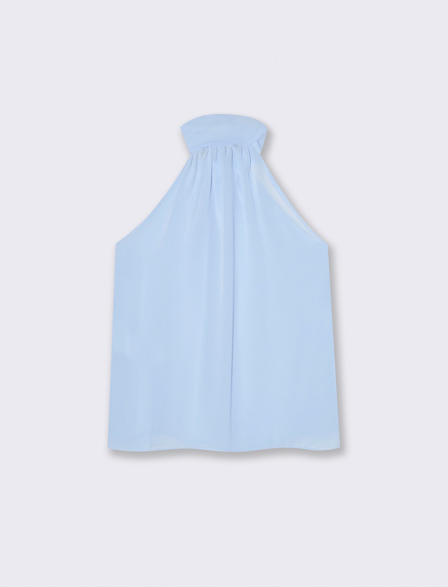 Top a giromanica con fiocco sul collo - Celeste