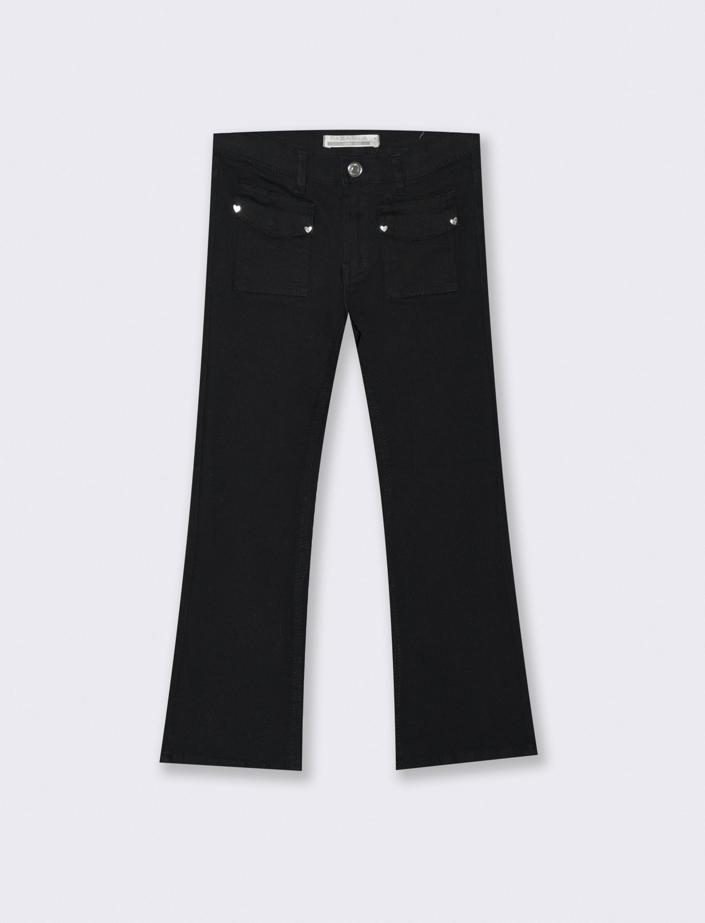 Pantaloni flare in cotone. - Nero