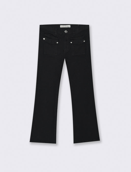 Pantaloni flare in cotone. - Nero